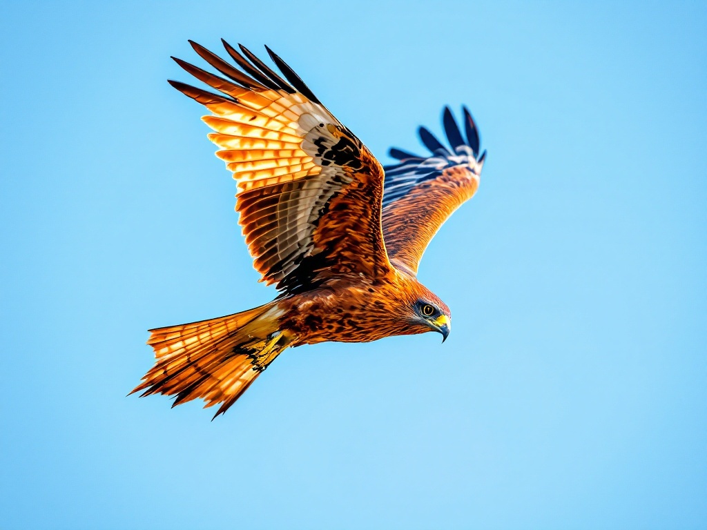 A red kite — a bird of prey — banking on a thermal: precision and effortless power